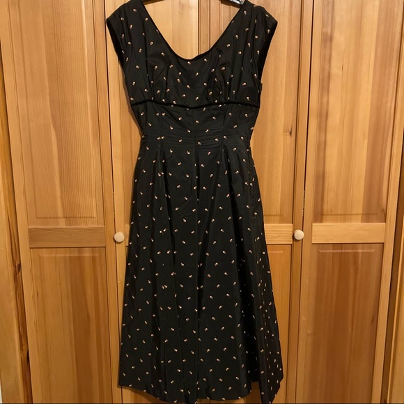 FABULOUS vintage rose bud taffeta dress, size S - Picture 4 of 11